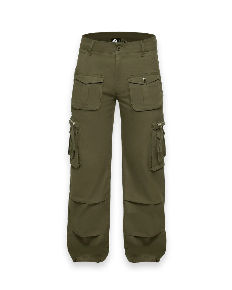 'I'm at work' cargo pant, army green 